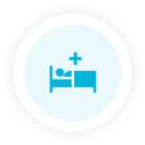 Person in bed with a health + symbol.