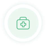 "Treatment suitability" icon. A case with a medical cross on it.